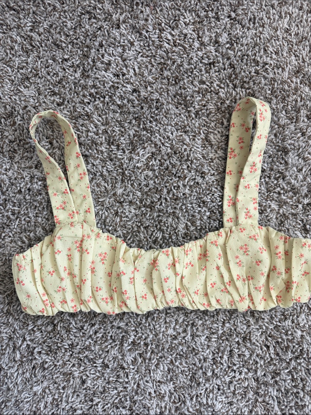 Princess Polly Pale Yellow Floral Ruched Crop Top